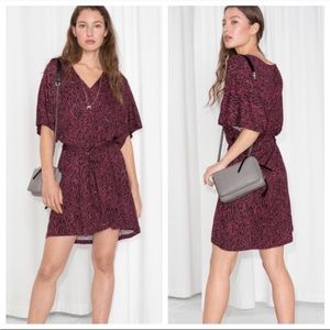 & Other Stories Stockholm Atelier Abstract Leopard Print Belt Dress Fuchsia Sz 2